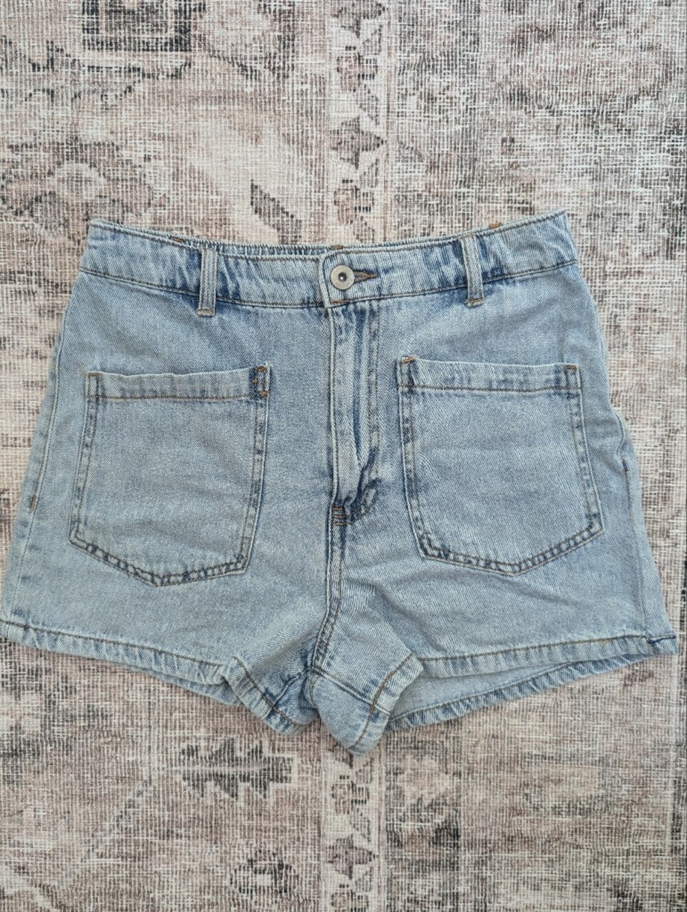 Kensie Light Blue Denim High-Waist Shorts